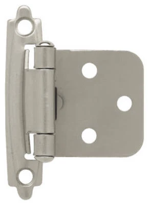 Self-Closing Overlay Cabinet Hinges, Satin Nickel, 10-Pk.