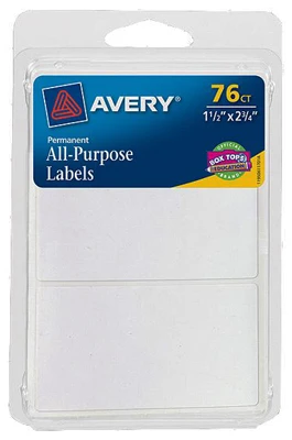 Rectangle Label, White, 1.5 x 2.75-In., 76-Ct.