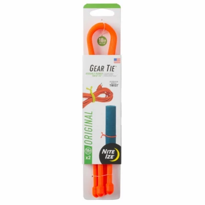 Gear Tie Reusable Rubber Twist Tie, Bright Orange, 18-In., 2-Pk.