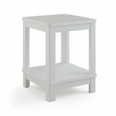 Deluxe Patio Side Table, 2 Levels, White