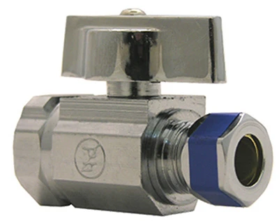 Angle Stop Valve, 1/4-turn, Chrome, 3/8 Fpt X 3/8-in. Compression Outlet