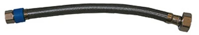 Fine Thread Female Flare Connector, Three Eighths Inch by One Half Inch Iron Pipe by Twenty Inch Length