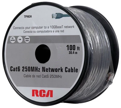 Cat 6 Network Cable, 250mhz, Gray, 100 Feet For Fast Ethernet