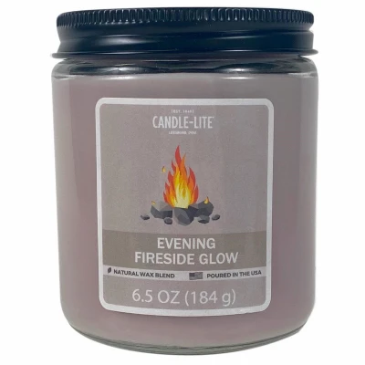 Scented Candle Jar, Evening Fireside Glow Scent, 6.5oz.