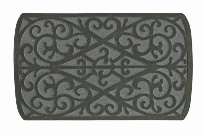 Heavy-duty Rubber Doormat, Scroll Design, Gray, 18 x 30 In.