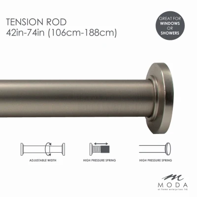 Draper Adjustable Shower Curtain Tension Rod Satin Finish 42 to 74 Inches