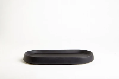 Crater Matte Black Ceramic Bathroom Tray for Vanity or Countertop