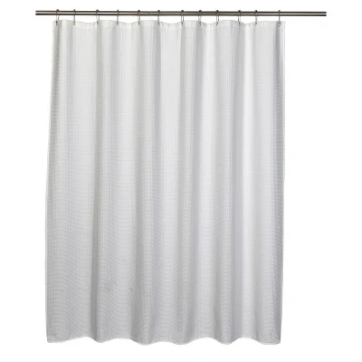 Quaker Waffle Shower Curtain, White Poly/cotton Blend, 71 X 71 Inches