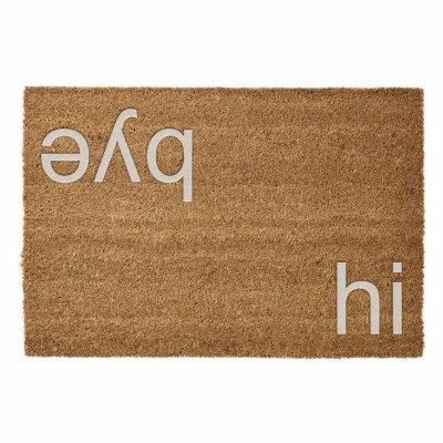Hi/Bye Embossed Coir Door Mat, 24 x 36 In.