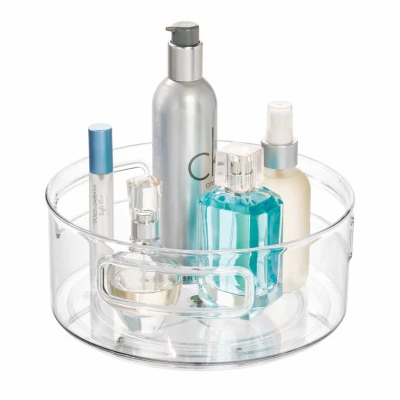 Clarity Clear Turntable Organizer, 9 Inch Diameter, Rotating Storage Solution