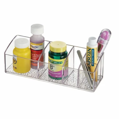 Medium Divided Vanity Organizer Clear Plastic 9 Inch by 3 Inch by 2 Inch
