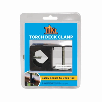 Black Metal Patio Torch Mounting Bracket - Universal Deck Clamp For Torches