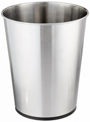 Bathroom Waste Basket, Chrome Stainless Steel