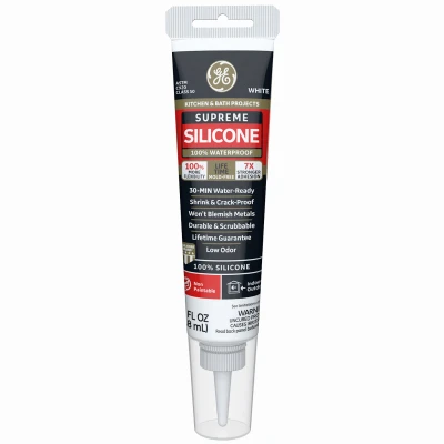 Supreme Silicone Kitchen & Bath Sealant- Squeeze, White, 2.8-oz.