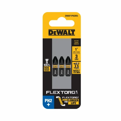 FlexTorq PH2 Phillips Impact Driver Bits, 1/4 x 1 In, 3-Pk.