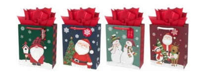 Large Christmas Gift Bag, Assorted Folk Designs