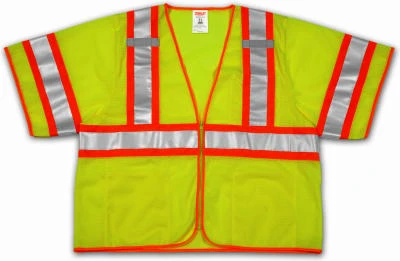 Job Sight Safety Vest, Fluorescent Yellow & Green Mesh, XXXXL/XXXXXL