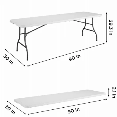 8-Ft. Folding Table, White Resin Top, 30 x 96 In.