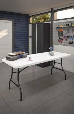 6 Ft. Folding Table, White Resin Top, 30 x 72 In.
