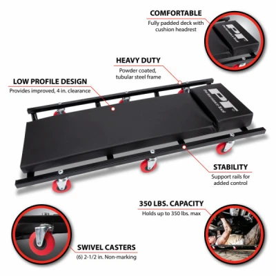 36 Inch Steel Frame Creeper with Six Casters for Easy Mobility