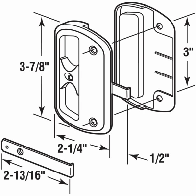Sliding Screen Door Latch and Pull for Alumilite, Black Plastic