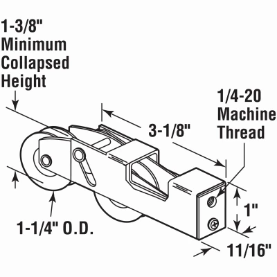 Tandem Roller Assembly with Steel Ball Bearings, 1-1/4 Inch Diameter