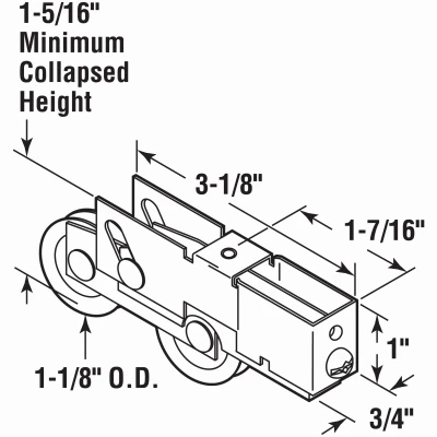 Steel Ball Bearing Tandem Roller Assembly, 1-1/8 In.