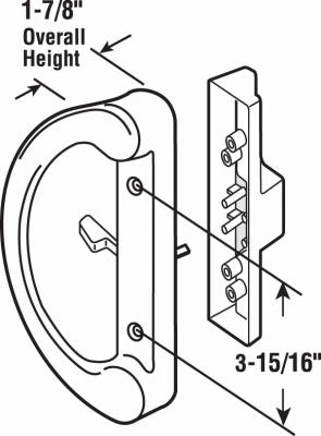 White Diecast Sliding Patio Door Handle Set Mortise Style Non-Keyed