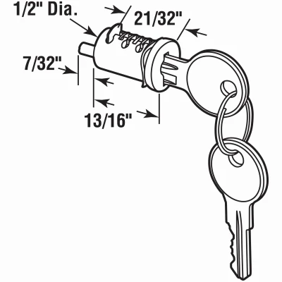 Sliding Diecast Door Cylinder Lock Wafer Type 1 Inch Diameter