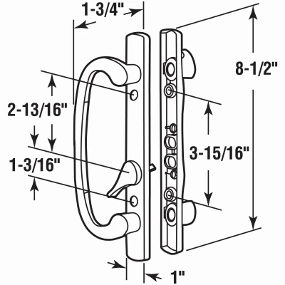 White Diecast Patio Door Handle with Offset Thumb Turn