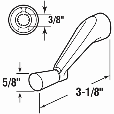 Crank Window Handle for Andersen Operator with 3/8 Inch Spline Socket in White Finish