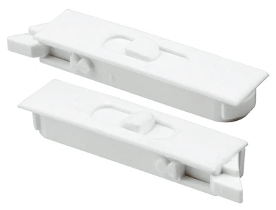 Tilt Latch Pair, White Plastic Construction, Spring-Loaded, Snap-In