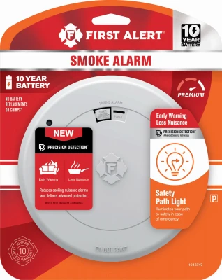 Photoelectric Smoke Alarm & Escape Light, 10-Year Battery