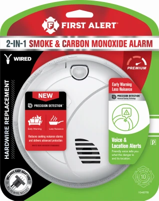 Hardwired Photoelectric Smoke & Carbon Monoxide Alarm With Voice Alert And Battery Backup