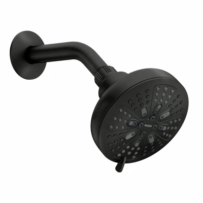 Hydro Energetix 8-Function Showerhead, Black, 5 In. Diameter