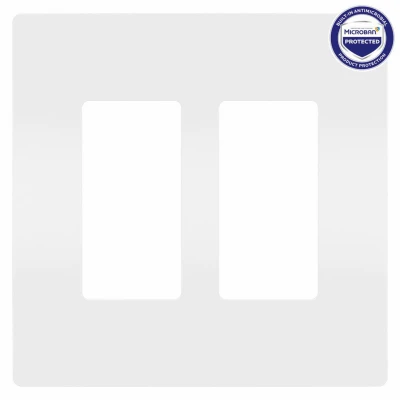 Two-Gang Screwless Wall Plate with Microban Antimicrobial Protection, White Finish