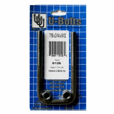 Square U Bolt Steel 7/16 Inch Diameter by 2-1/4 Inch Width by 5-1/2 Inch Length