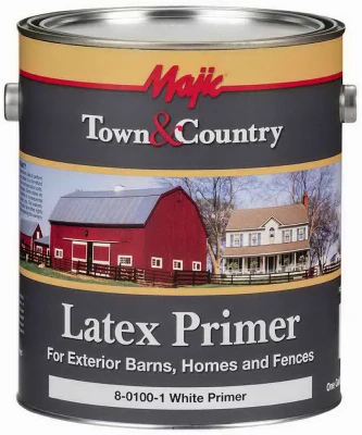 Town & Country Exterior Barn & Fence Paint, Latex Primer, White, Gallon
