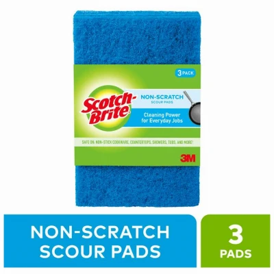 Non-Scratch Scour Pads, 3-Pk.