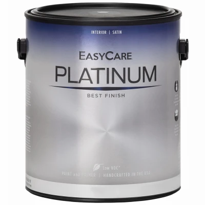 Platinum Interior Paint & Primer + Stain Blocker, Pure White Pastel Base Satin Latex, 1 Gallon