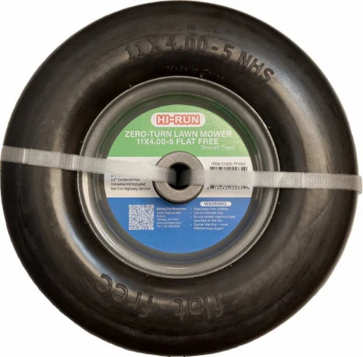 11x4.00-5 Flat Free Zero-Turn Lawn Mower Tire Assembly, Smooth Tread