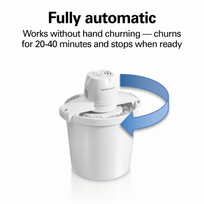 68330n 4 Quart Automatic Ice Cream Maker, White, 80 Watts