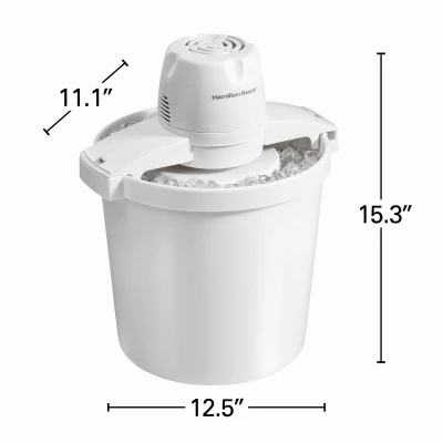 68330n 4 Quart Automatic Ice Cream Maker, White, 80 Watts