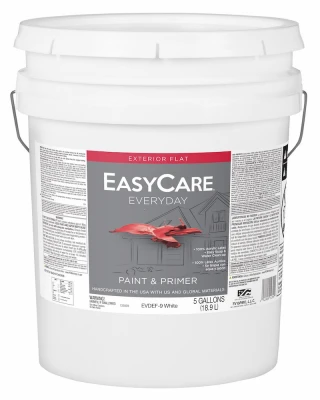 Everyday Exterior Latex Paint, Flat, White, 5 Gallon