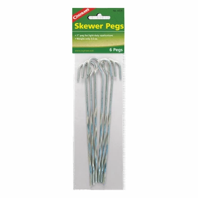 Skewer Tent Peg Stakes, Steel, 7 In., 6-Pk.