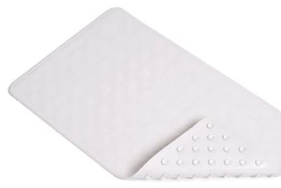 Bath Mat, Circles, White Rubber, 14 x 24 In.