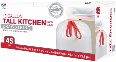 Kitchen Trash Bags, Drawstring, 13 Gallons, 45-Ct.