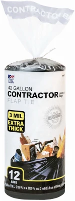 Contractor Trash Bags, 42 Gallons, 12-Ct.