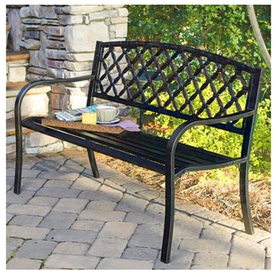 Lattice Panel Patio/Garden Bench, Steel, 4 Ft.