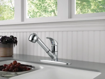 Single-Lever Kitchen Faucet with Pull-Out Spray in Chrome Finish
